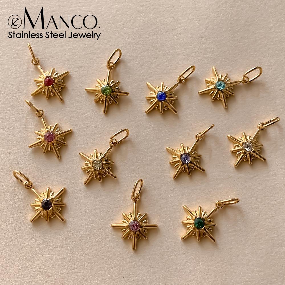eManco Vintage Stainless Steel Star Shiny Colorful Rhinestone Charms Making Women DIY Necklace Bracelet Factory Direct