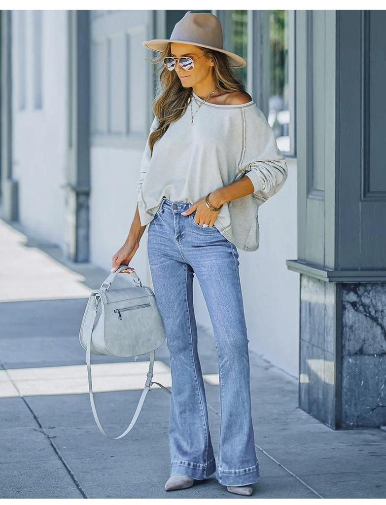 2022 Women's Flared Stretchy Denim Long Pants
