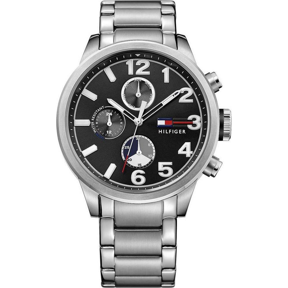 Tommy Hilfiger Historical Collection Black Metal Silver Men s Quartz Watch 1791243 чёрный