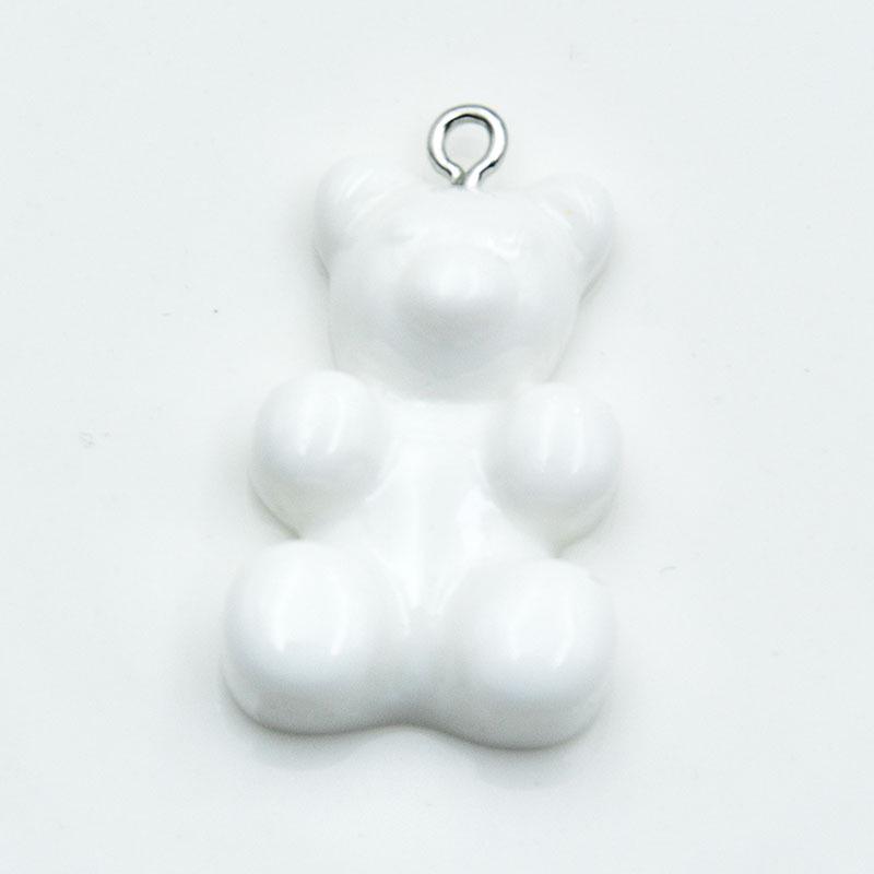 Large Resin Cartoon Bear Keychain with Transparent Sequin Pendant