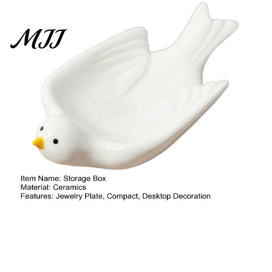 Cute Jewelry Organizer Dish Bird Shaped Storage Tray, Ceramic Stable Sturdy Base Organizer, Decorative Desktop Compact Size Dish, for And Dice