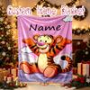 1pc Snug Thumper Friends Whimsical Bunny Blanket, Custom Name Print Blanket, Perfect for Home, Couch, Bed, Picnic, Travel, Office