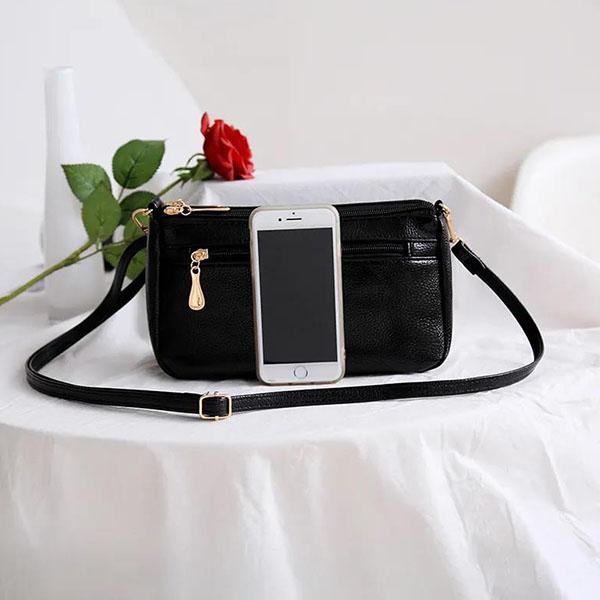 Dámská jednobarevná jednobarevná taška přes rameno Měkká kožená taška Messenger Bag Office Lady lehké nákupní tašky