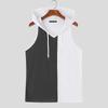 INCERUN Summer Men Sleeveless Stitching Sport Hooded Tank Tops