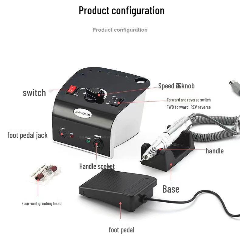 35000 RPM Electric Nail Polishing/Engraving Machine - Low Vibration & Noise for Home Use