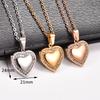 Stainless Steel Zirconia Heart Photo Locket Pendant Openable Picture Box Frame Charms Chain Necklace for Women Men Metal Jewelry