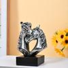 Couples Horse Figurines Horses Head Statue Paperweight Animal Sculptures Ornament for Home Office Desktop Decorations