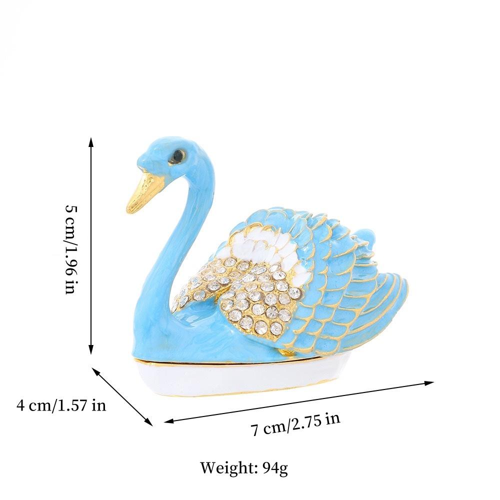 Мини-шкатулка для украшений  Лебедь  с инкрустацией, органайзер для драгоценностей, эмалированный, изысканный держатель для серег и колец, банка для хранения, уникальный подарок на праздник 2.75 in