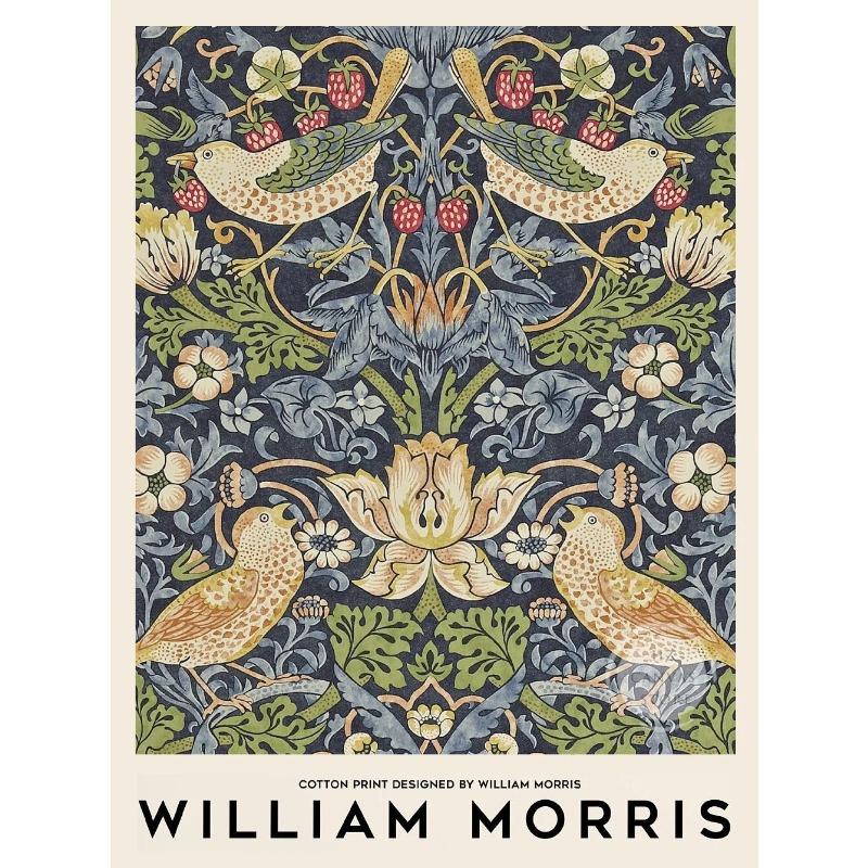 Canvas Painting Wall Art Pictures Abstract William Morris Flower Leaf Bird Vintage Posters and Prints for Living Room Home Decor