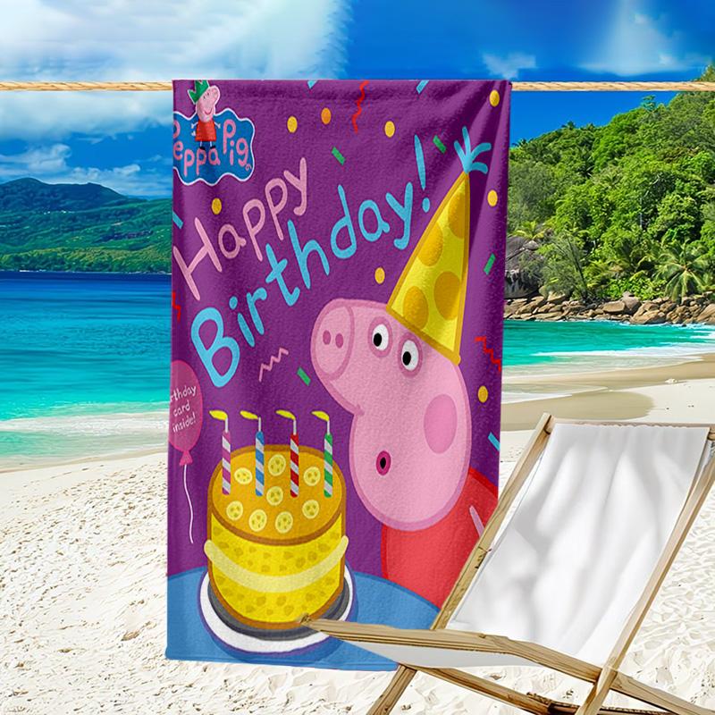 1pc Pink Pig (8) Beach Towel, Beach and Seaside Swimming Pool Equipment, Fashion Pattern, Rectangular, Travel Essentials