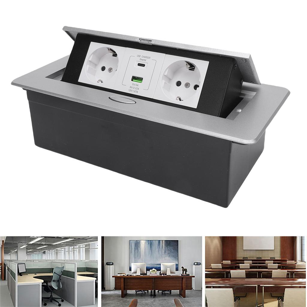 Recessed Power Strip, Integrated Retractable Socket for Worktop, 20W, USB Fast, Rainproof, for Home Worktop