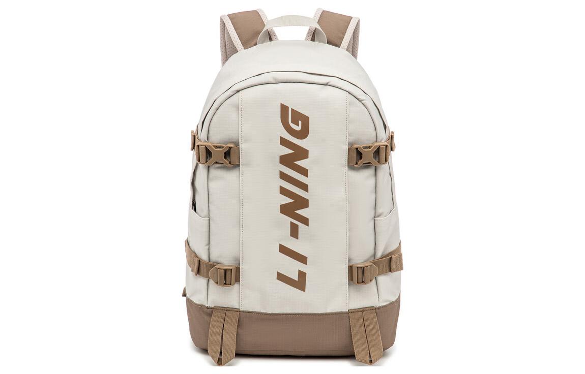 Li Ning Sports Life Collection Polyester Backpack Regular Unisex Oat Gray & Khaki Brown ABSU125-2