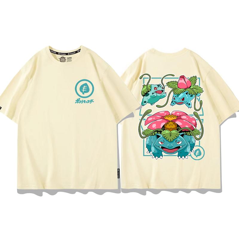 Miniso Pokémon T-shirt Summer Men's and Women's Super Dream Clothes Pokémon Short Sleeves Round Neck Casual Loose Tees