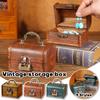 Wooden Antique Chest Box Medieval Vintage Mini Suitcase Treasure Necklaces Jewelry Organizer Gift Box with Lock Photo Green