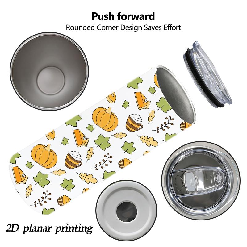 Straight Cup 591ml Bountiful pumpkins and melon fruits Straw Cup Leakproof Tumbler Travel Drink Mug Metal Coffee Mug Stainless Steel Tumbler