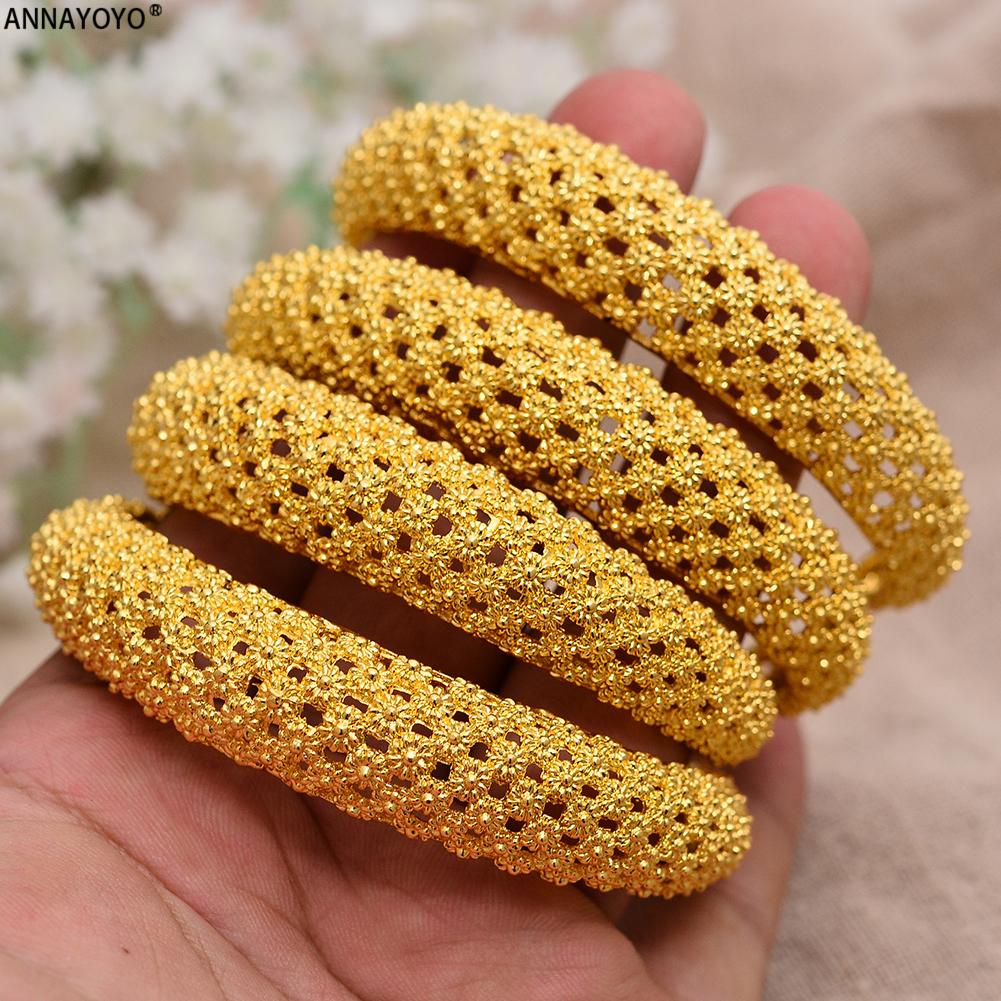 Dubai Gold Color Wedding Bangles for Women Bride Bracelets Ethiopian/France/African Jewelry Bracelets Gifts