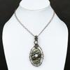 Seraphinite, Moonstone Gemstone Copper Wire Wrap Jewelry Pendant 3.35"