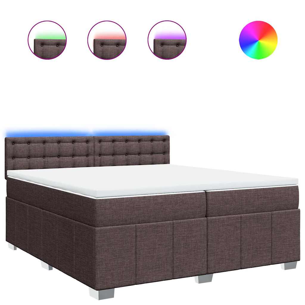 Box Spring Bed with Mattress Dark Brown 200 x 200 cm Fabric