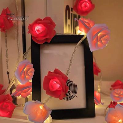 LED Rose Flower String Light Realistic Looking Battery-Powered Valentine's Day LED String Lamp Hanging Decoration