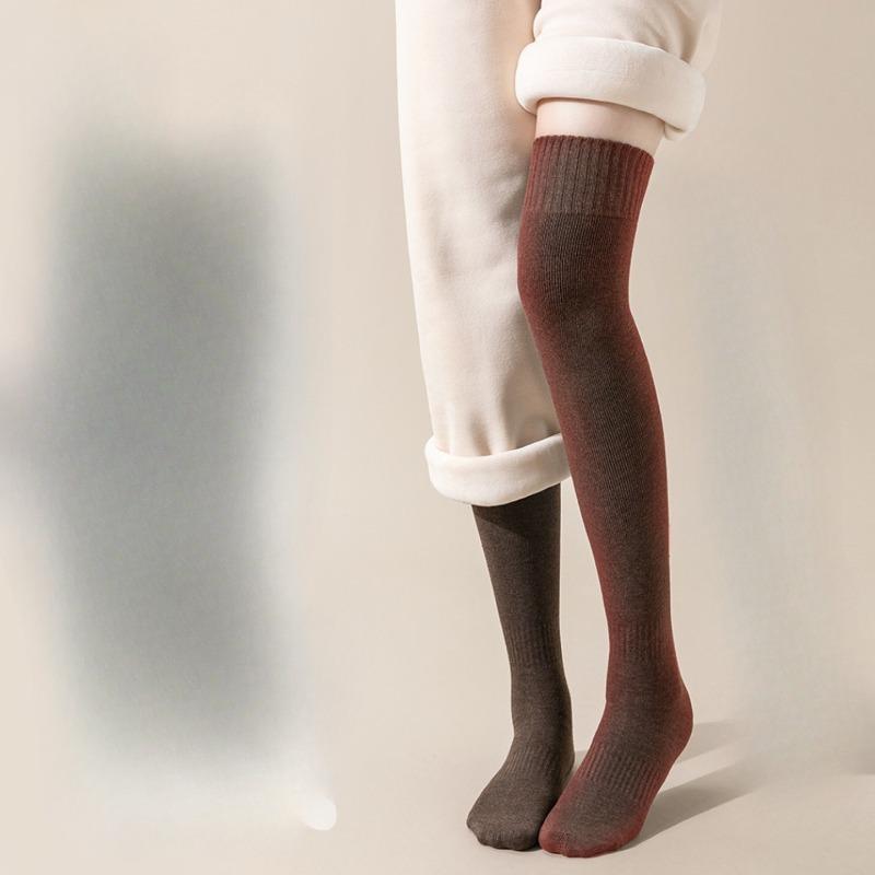 Knee-high Socks for Women, Autumn and Winter, Plush and Thickened Calf Socks, Winter Long Leg Solid Color Knee Protection Socks