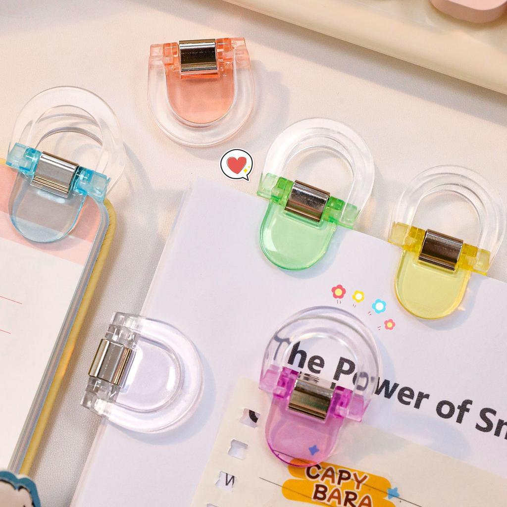 D-Shaped Transparent Folding Document Clips - Trace-Free Binding Set