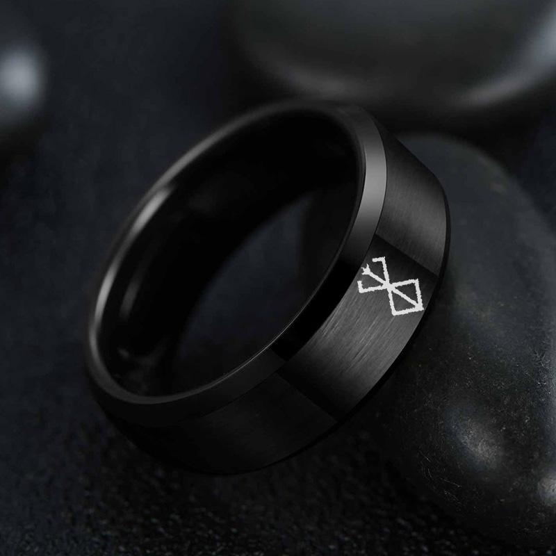 Peripherer Berserk Ring Gedenk-Anime Mode Einfach 7 Farben Kühl Laser Edelstahlring Herren Damen