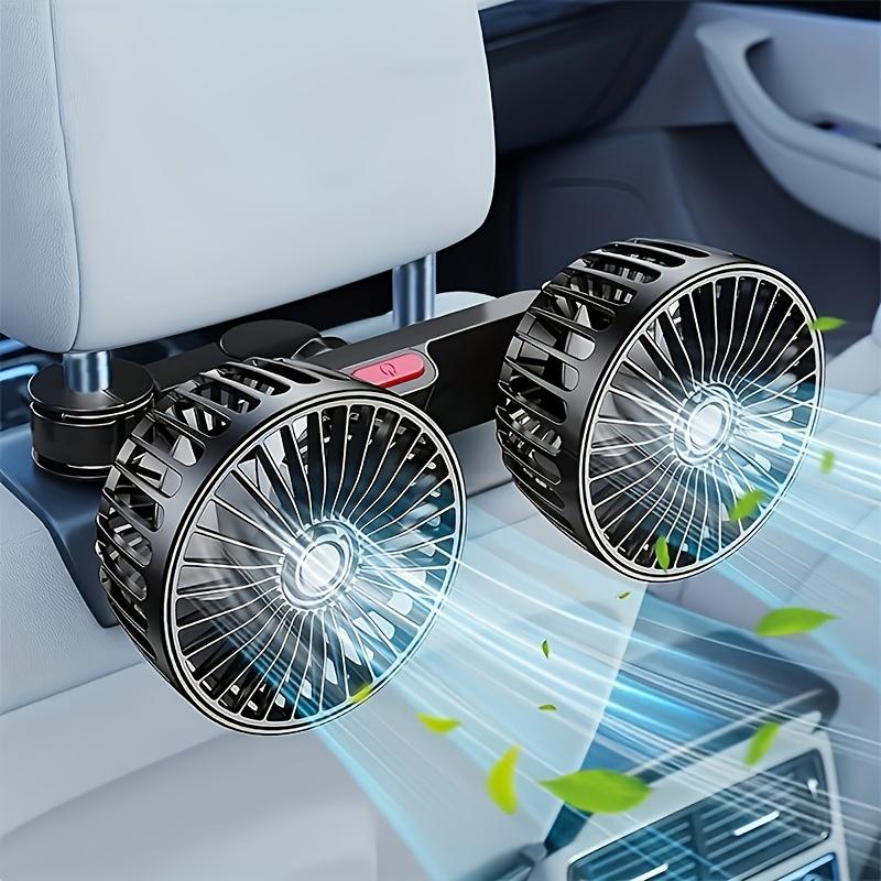 Dual Head Car Fan 360 Rotation Strong Wind High Airflow Low Noise Clip Mount Fits All Car Seats Back Seat Cooler USB Powered