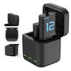 TELESIN Sports Camera Battery Storage Charger Set 1 * 3 Slot Battery Charging Box + 2 * 1720mAh Batteries Replacement