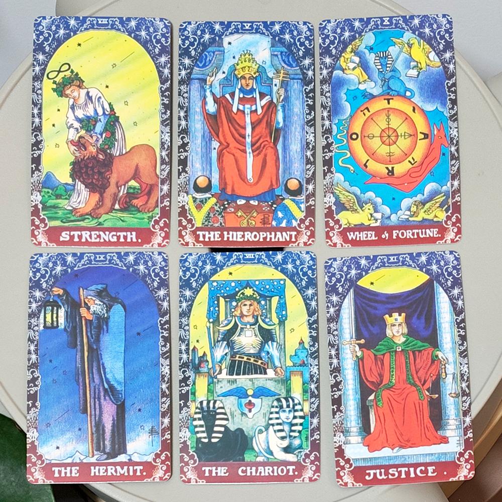 Blue Classic Tarot Deck 10.3*6cm - 78 Cards Traditional Waite Imagery with Celestial Mandala Back, Unique Starry Border Design