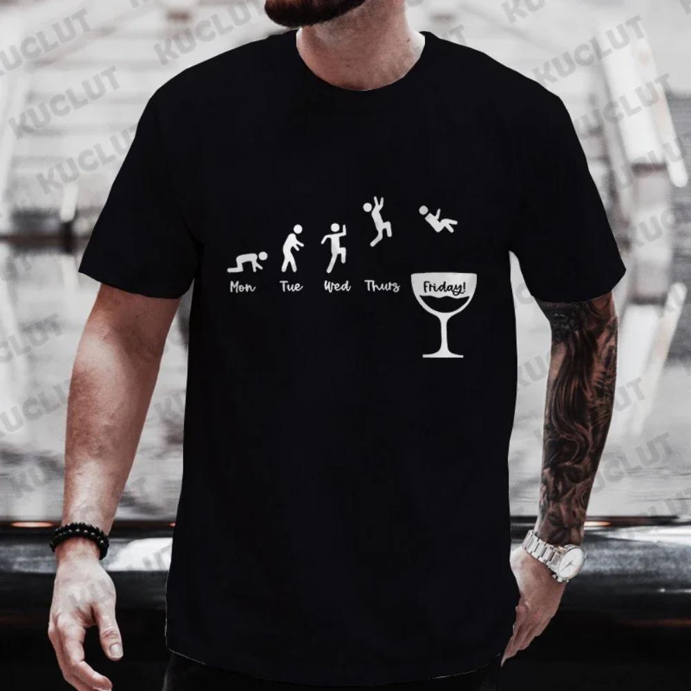 

Мужские футболки Friday Beer DAY Футболки с забавными рисунками Друзья Пьяная вечеринка Парные футболки Y2k Мужская свободная одежда Уличная одежда XXXXXL чёрный