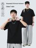 Men's Heavyweight Crew Neck Pure Cotton Patchwork T-shirt - Summer American Style