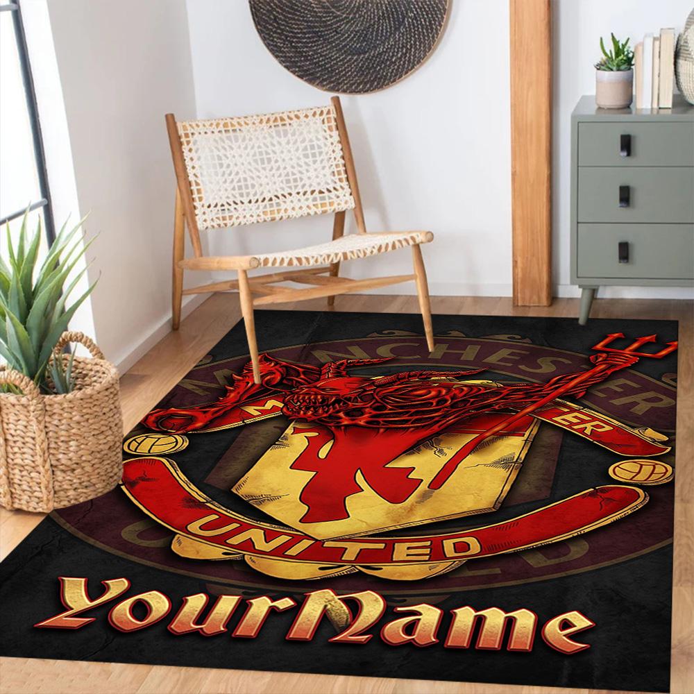 Manchester Personalized Name Floor Mat Design for Game Room Kitchen Outdoor Hallway Anti-slip Rug Office Home Decor Gift for Festivals