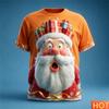 Santa print t-shirt funny holiday party fashion clothing christmas harajuku short-sleeved top