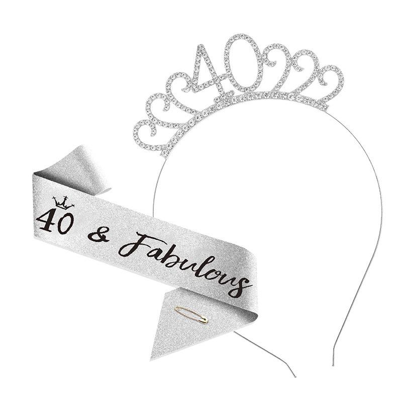 Cross-Border Digital Birthday Crown Set: Headdress, Party Shoulder Strap & Etiquette Belt Photo Prop for Girls