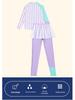 Girls' 2024 Striped Long Sleeve & Pants Two-Piece Swimsuit with Skirt