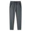 Summer Men's Quick Dry Casual Pants Elastic Waist Drawstring Zipper Pocket Straight Leg Trousers