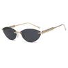 Occhiali da Sole Cat Eye alla Moda Trendy Retrò Donna Lusso Designer Stile Vintage Chic Senza Montatura Metallo Piccoli Triangolari Occhiali
