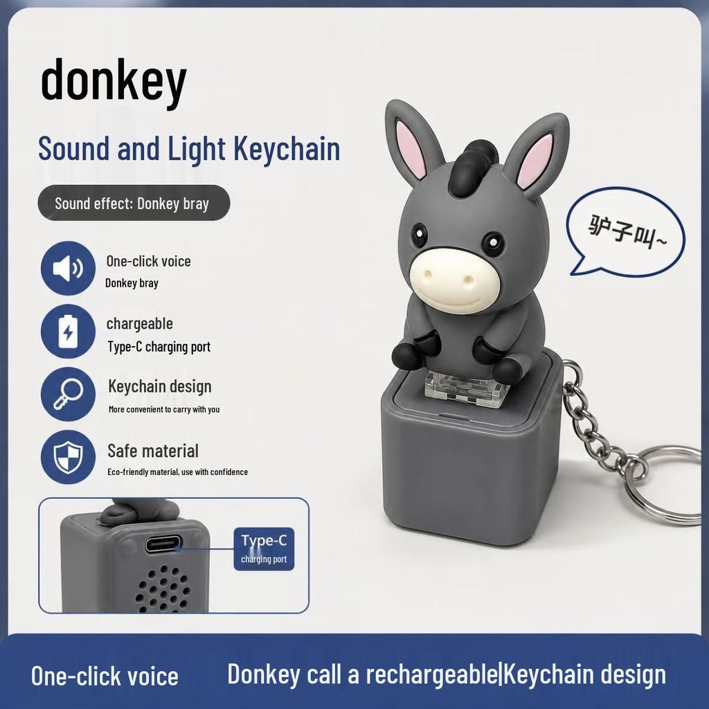 Sound and Light Charging Animal Keychain: Decompression Press Pendant