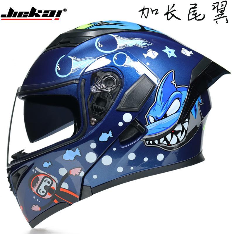 JIEKAI Motorcycle Helmet With Men's And Women's Dual Lenses Uncover Helmet / Electric Vehicle Semi Full Cover Locomotive