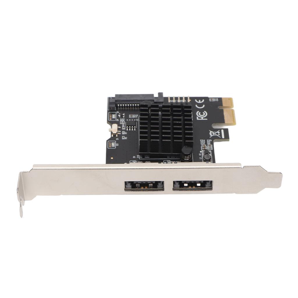 PCIE to Power ESATA Expansion Card 2 Port 6.0Gbps Support Hot Swap Plug and Play PCI Express SATA Card for Desktop