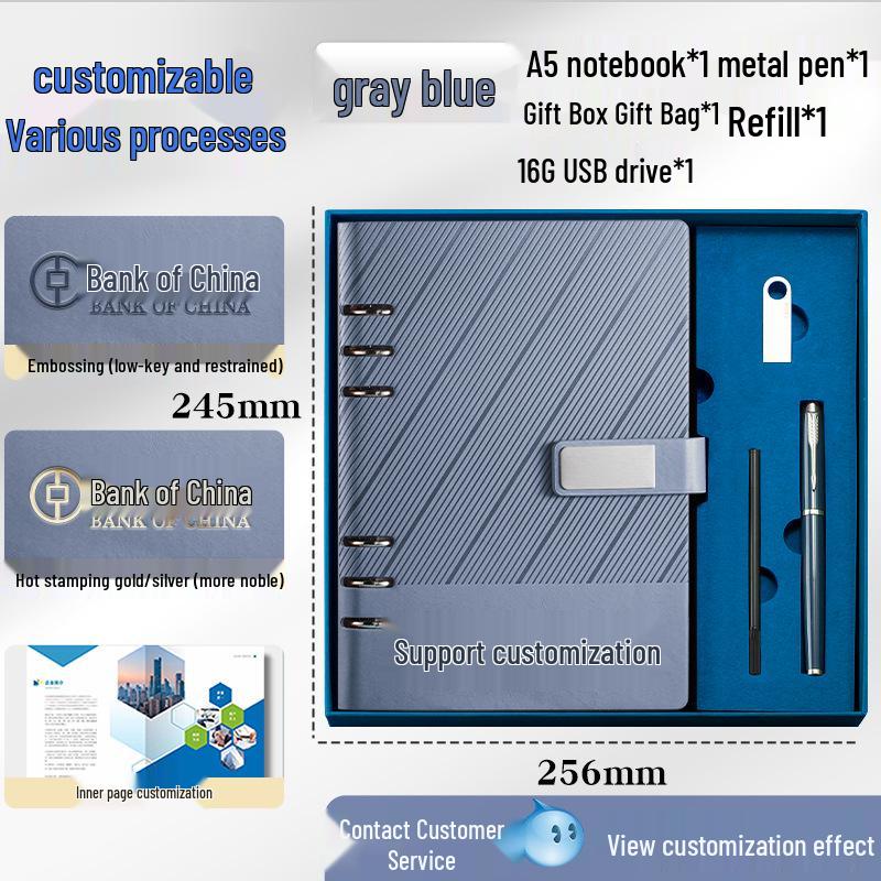 Custom A5 Ring Binder Notebook Gift Set with Logo - Holiday Souvenir Box