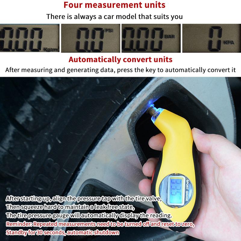 Car Tire Digital Barometer Lcd Electronic Tester Digital Tyre Air Pressure Gauge Yellow Tire Manometer Barometers Tester Tool