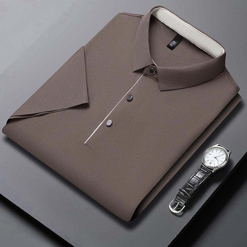 Solid Color Polo Shirt Men Business Polo Collar Half Sleeved Top Summer Casual Short Sleeved T-shirt Men Mountaineering Shirts
