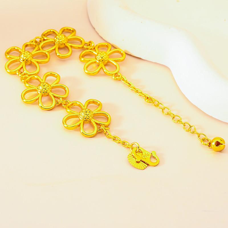 Trendy Flower Link Bracelet For Women Gold Plated Lucky Flowers Bracelet Jewelry Women Elegant Jewelry Gift