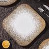 Golden White Frosted Ceramic Dining Plate Western Style Steak Plate Tableware Tray Sushi Plates Fruit Dish Dessert Plates Bowl