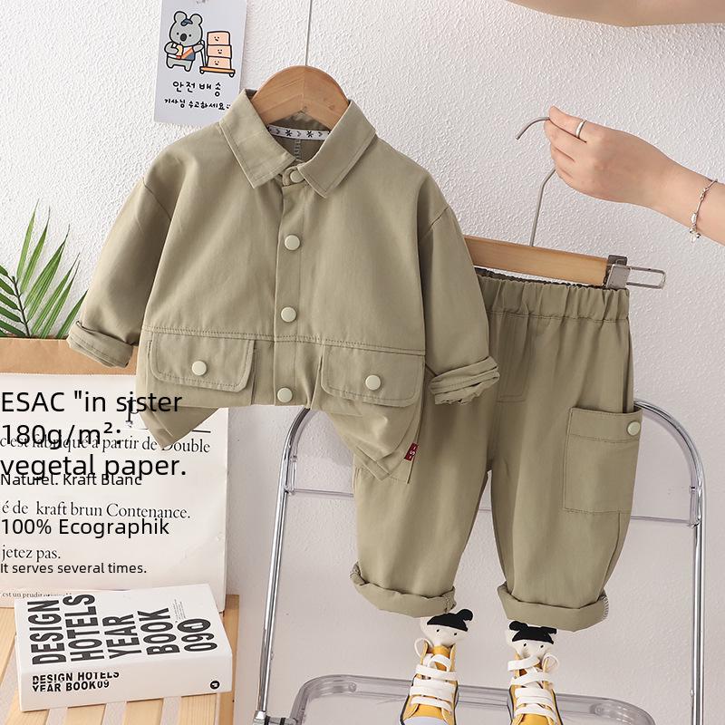 2023 Podzimní Chlapecký Kardigan s Dlouhým Rukávem a Ležérní Kalhoty Dvoudílný Set