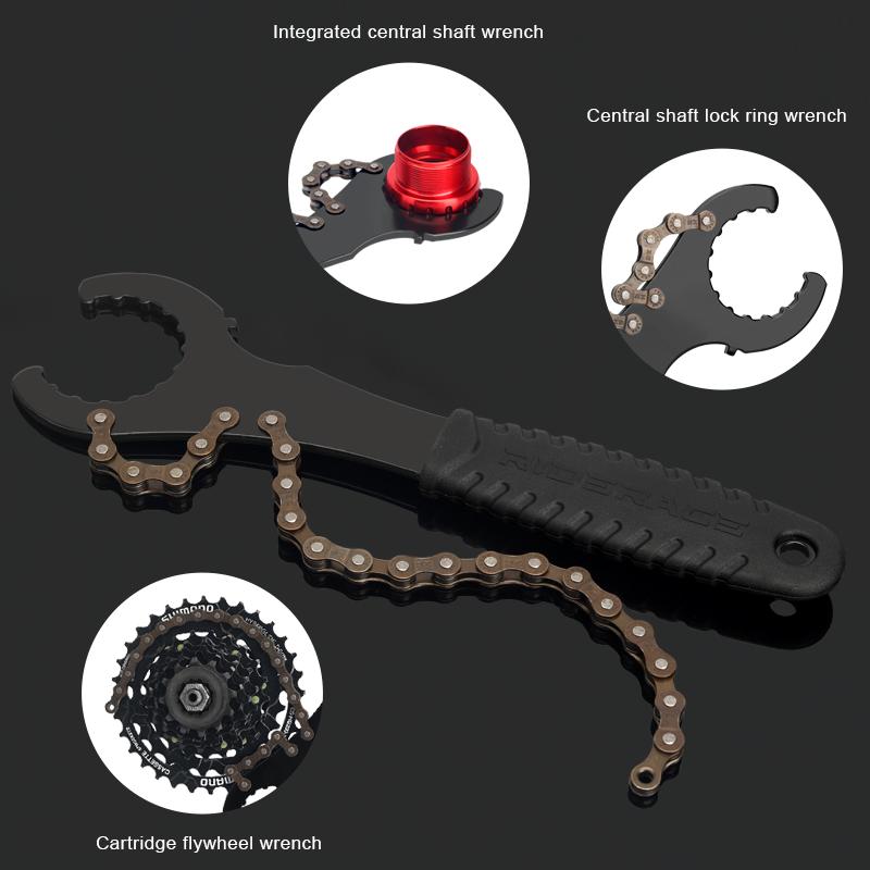 3 în 1 casetă bicicletă roată liberă instrument de îndepărtare a volantului cu lanț bici bicicletă casetă pinioane cheie instrument de reparare MTB