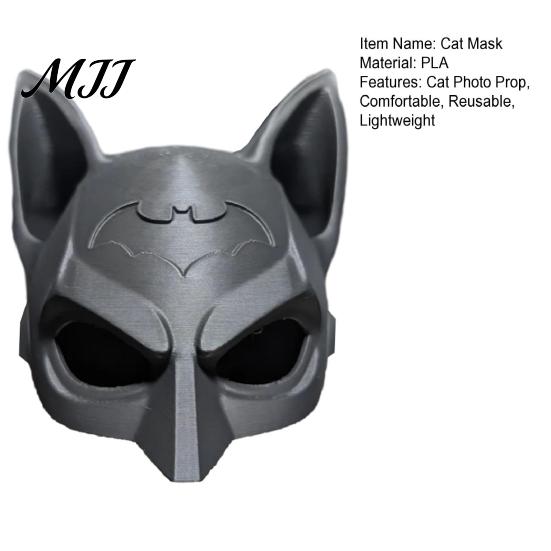Cat Cosplay Mask Bat Reusable Lightweight PLA Kitty for Halloween Parties Fun Photo Prop Headgear