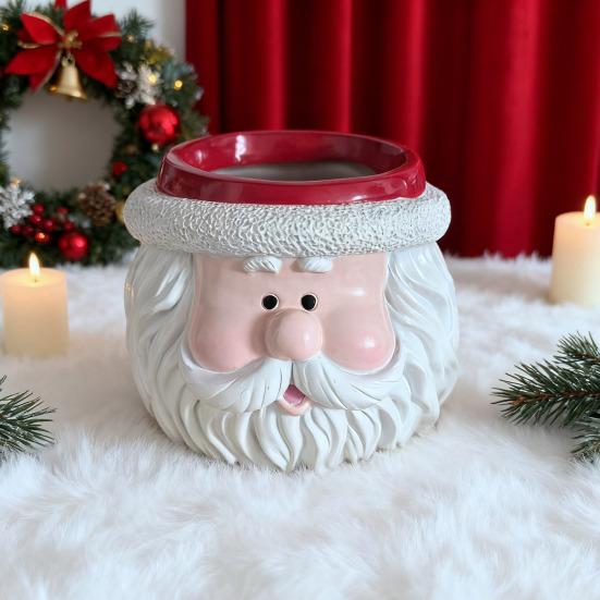 Christmas Snowman Planter Pot Santa Claus Head Resin Succulents Herb Plants Flower Pot Home Balcony Garden Decoration
