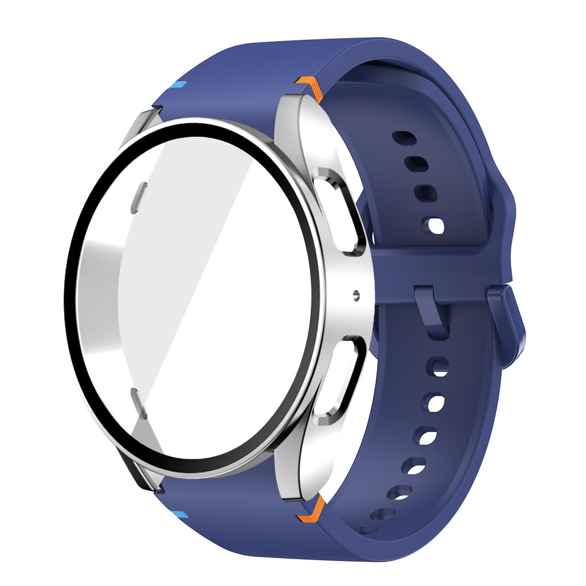 

Glass+Case+Strap for Samsung Galaxy Watch 7 6 5 4 44mm 40mm Silicone Bracelet Protective PC Case Screen Bumper Galaxy Accessorie Galaxy Watch 7 40mm зелёный